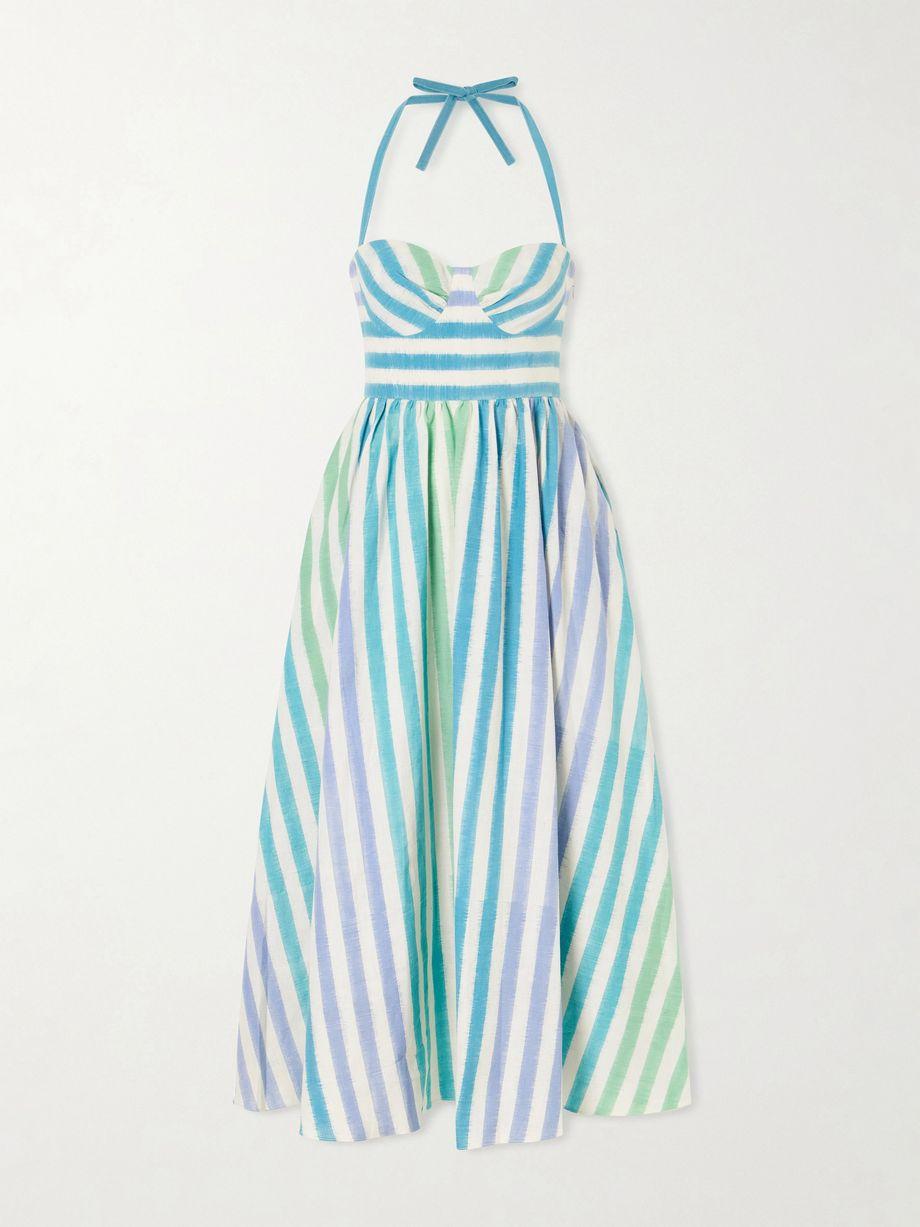 Johanna Ikat striped cotton midi dress by EMPORIO SIRENUSE