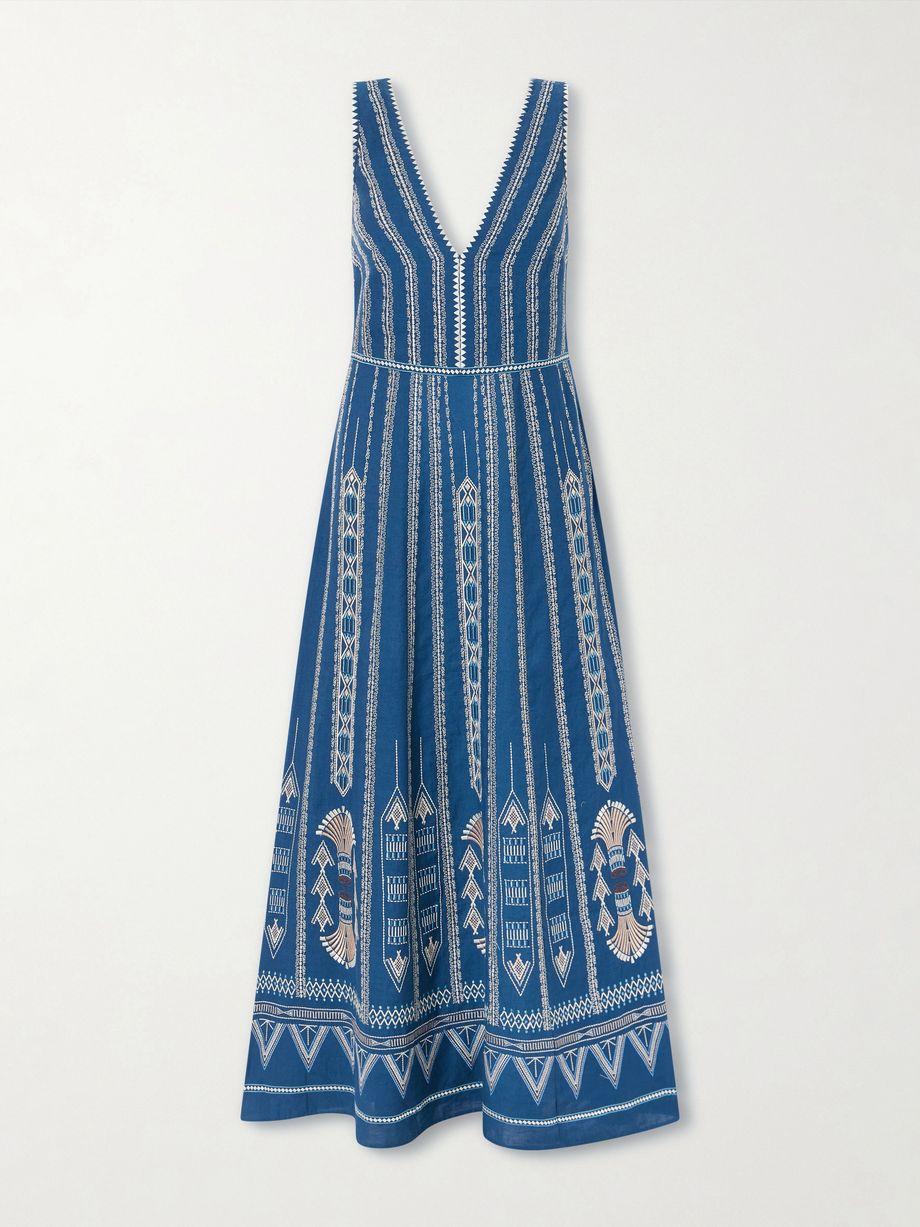 Nellie embroidered cotton and linen-blend maxi dress by EMPORIO SIRENUSE