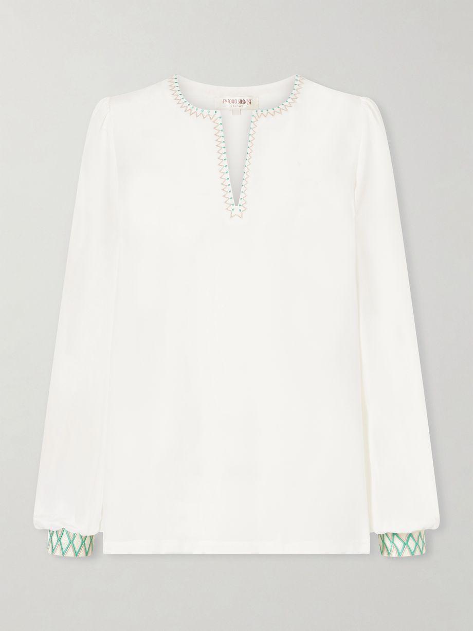 Vera embroidered silk-crepe blouse by EMPORIO SIRENUSE