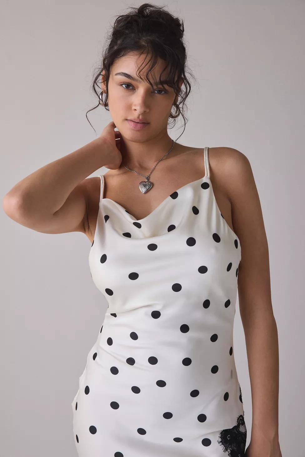 En Saison Abigail Polka Dot Lace Trim Slip Maxi Dress by EN SAISON