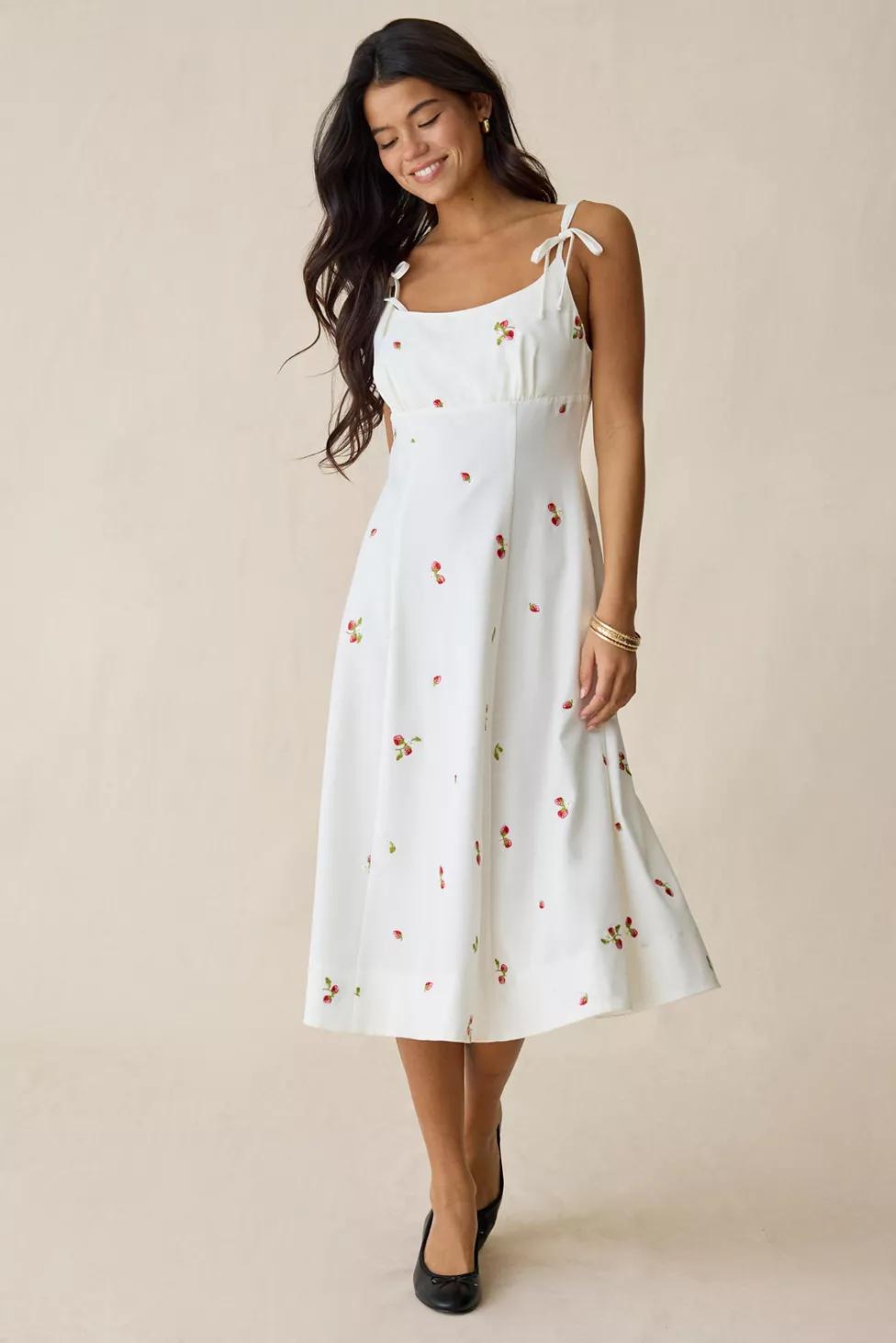 En Saison Strawberry Kiss Tie-Strap Midi Dress by EN SAISON