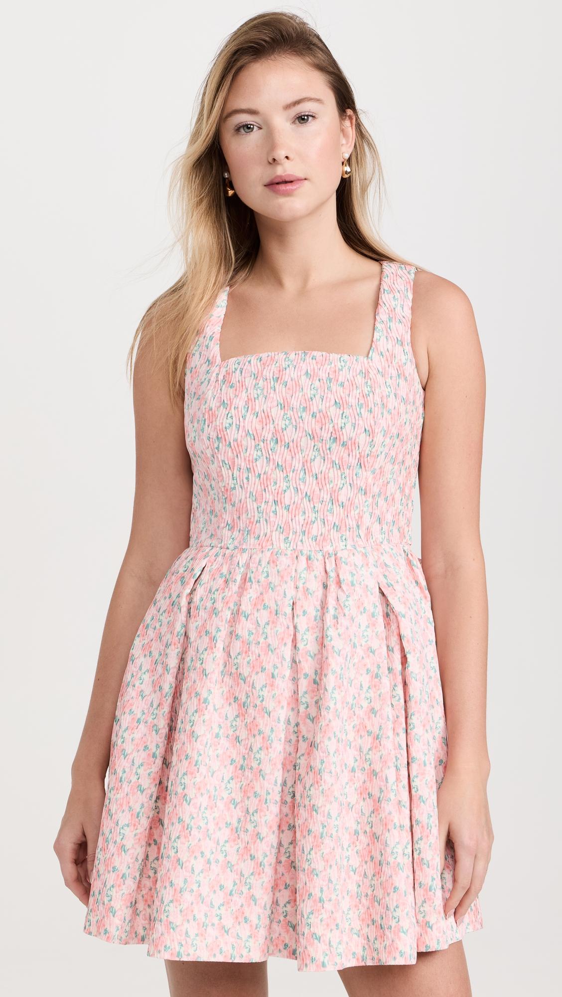 Floral Textured Bow Tie Mini Dress by ENDLESS ROSE