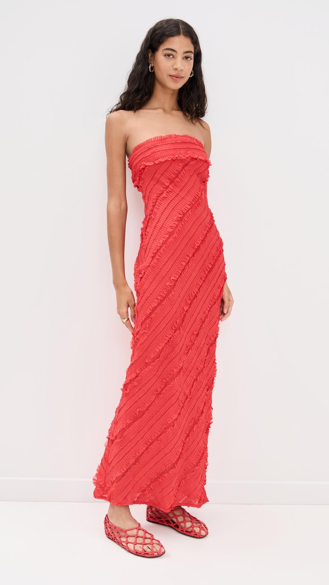 Strapless Ruffled Maxi Dress by ENDLESS ROSE