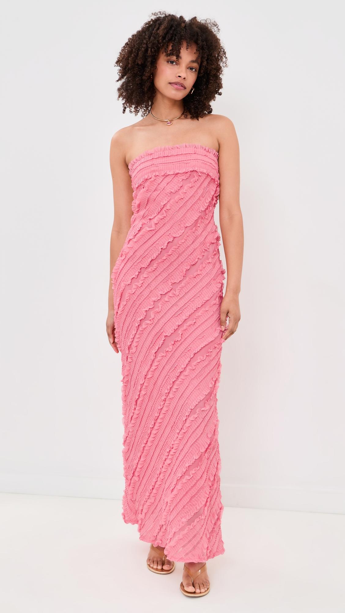 Strapless Ruffled Maxi Dress by ENDLESS ROSE