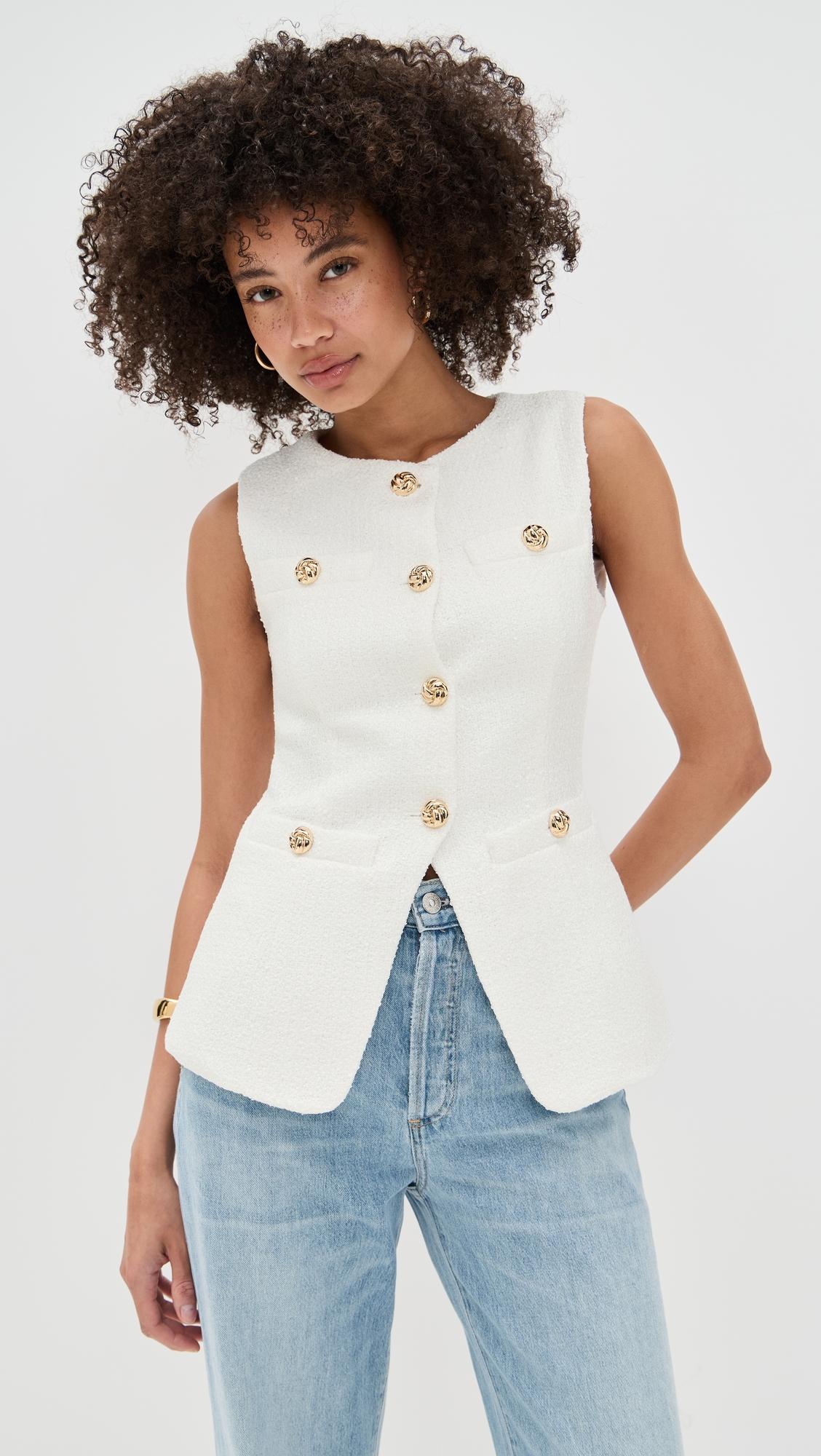 Tweed Buttoned Long Split Top by ENDLESS ROSE