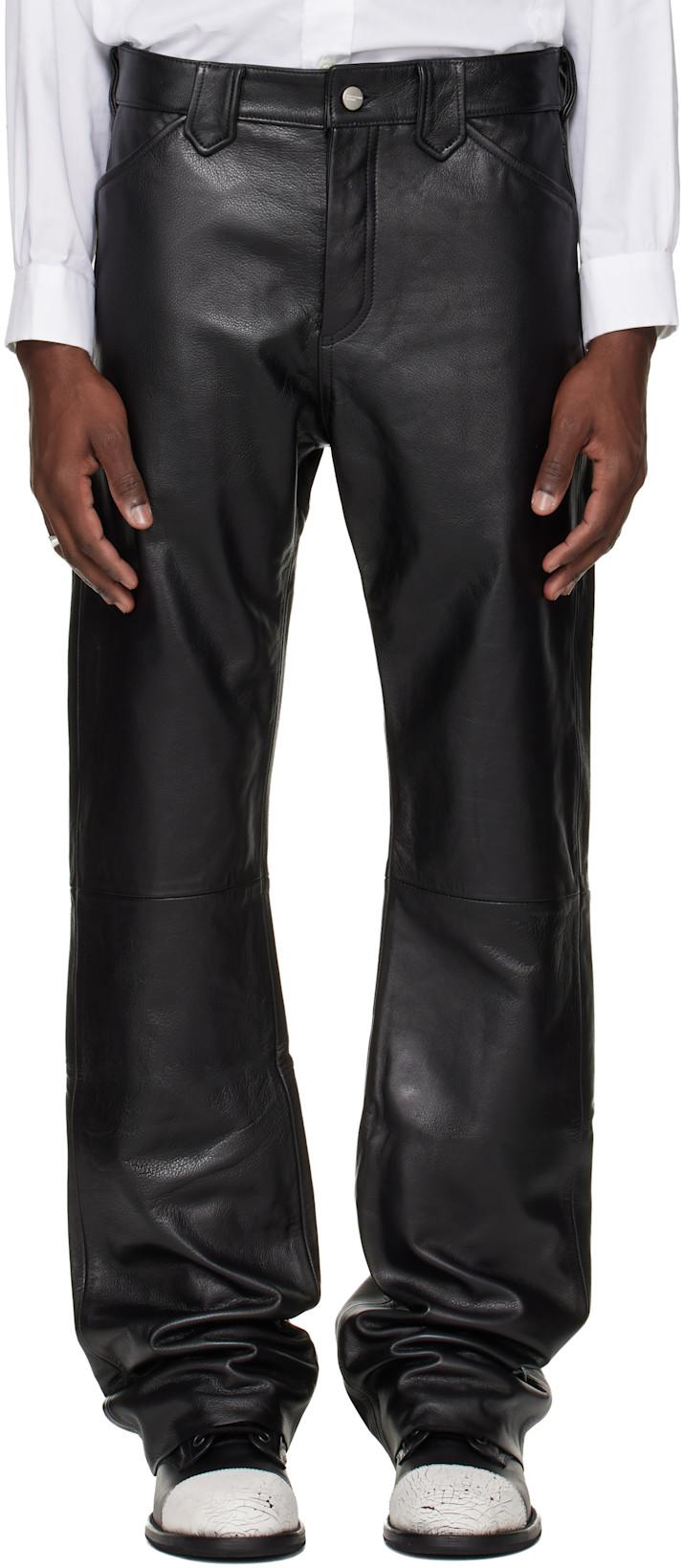 Black Leather Flare Pilot Pants by ENFANTS RICHES DEPRIMES