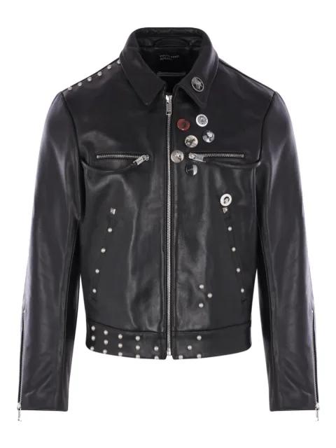 Studded graphic leather jacket by ENFANTS RICHES DEPRIMES