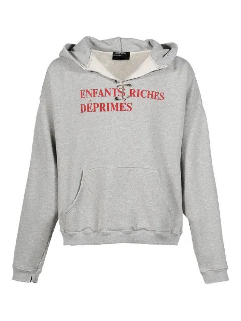 logo-print distressed hoodie by ENFANTS RICHES DEPRIMES