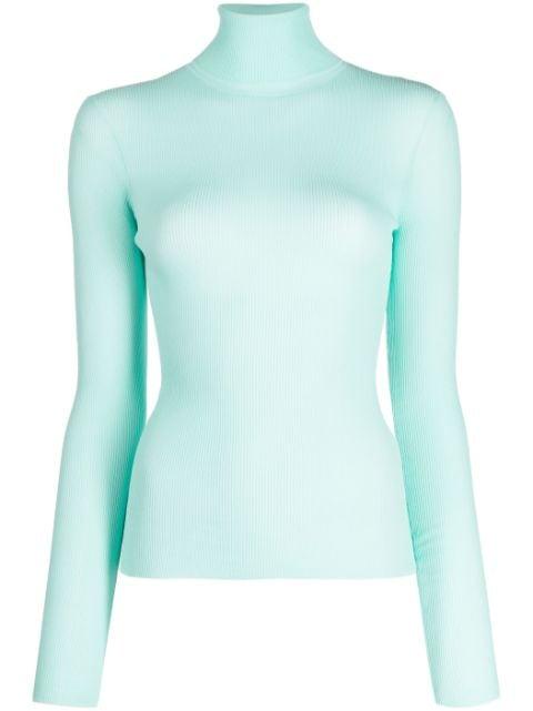 high-neck long-sleeve ribbed top by ENFOLD
