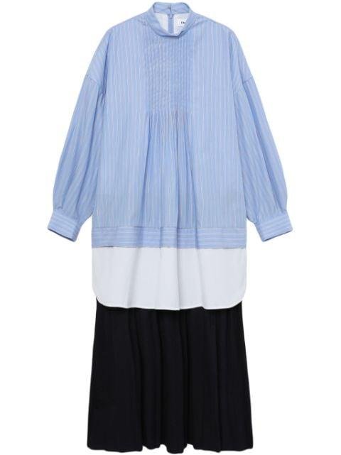 pinstripe-print layered cotton dress by ENFOLD