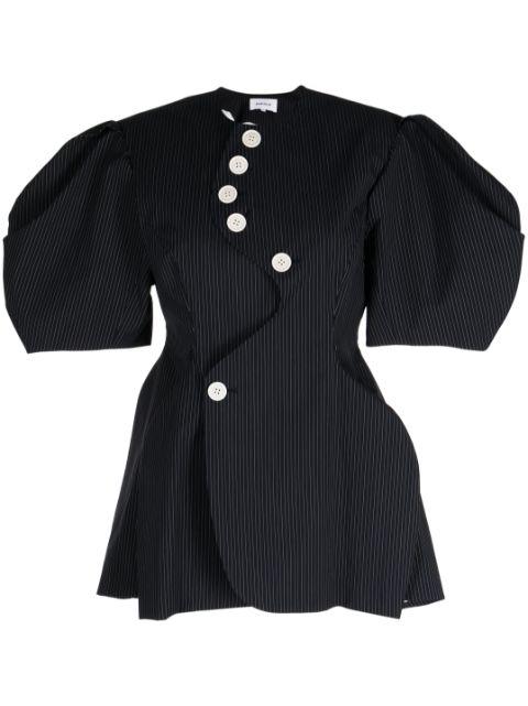pinstripe short-sleeve blouse by ENFOLD