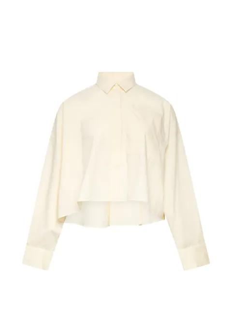 stepped-hem chest-pocket shirt by ENFOLD