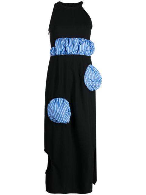 striped-panel sleeveless midi dress by ENFOLD