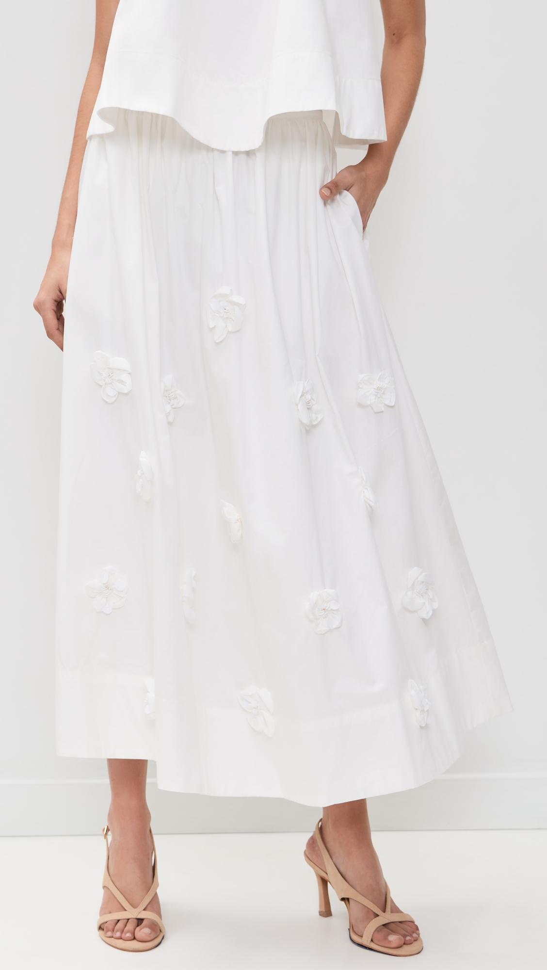 3D Flower Midi Skirt by ENGLISH FACTORY