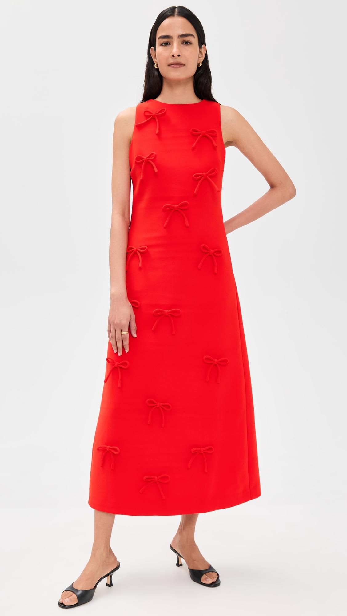 Bow Detailed Sleeveless Midi Dress by ENGLISH FACTORY