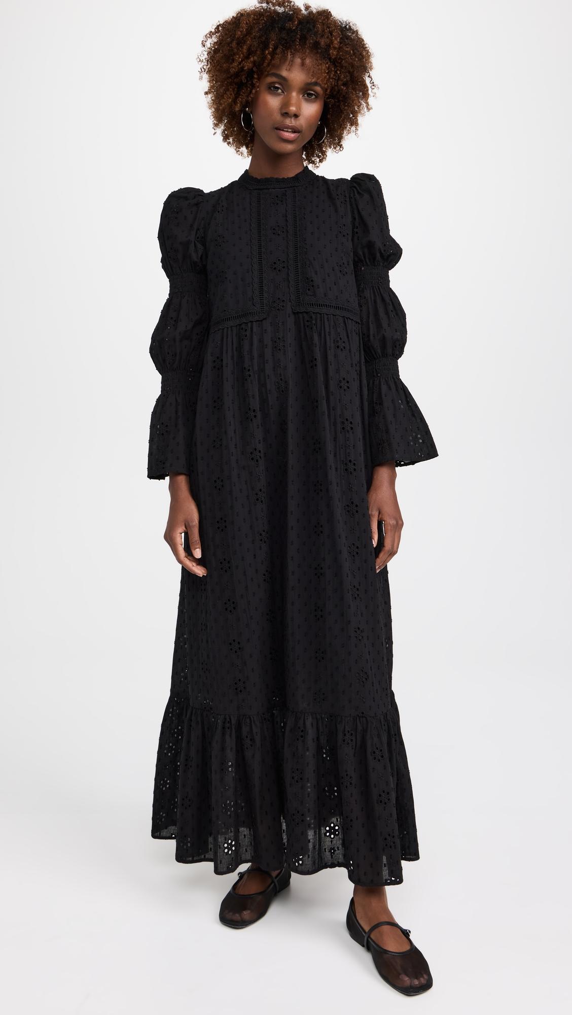Embroidered Swiss Dot Maxi Dress by ENGLISH FACTORY