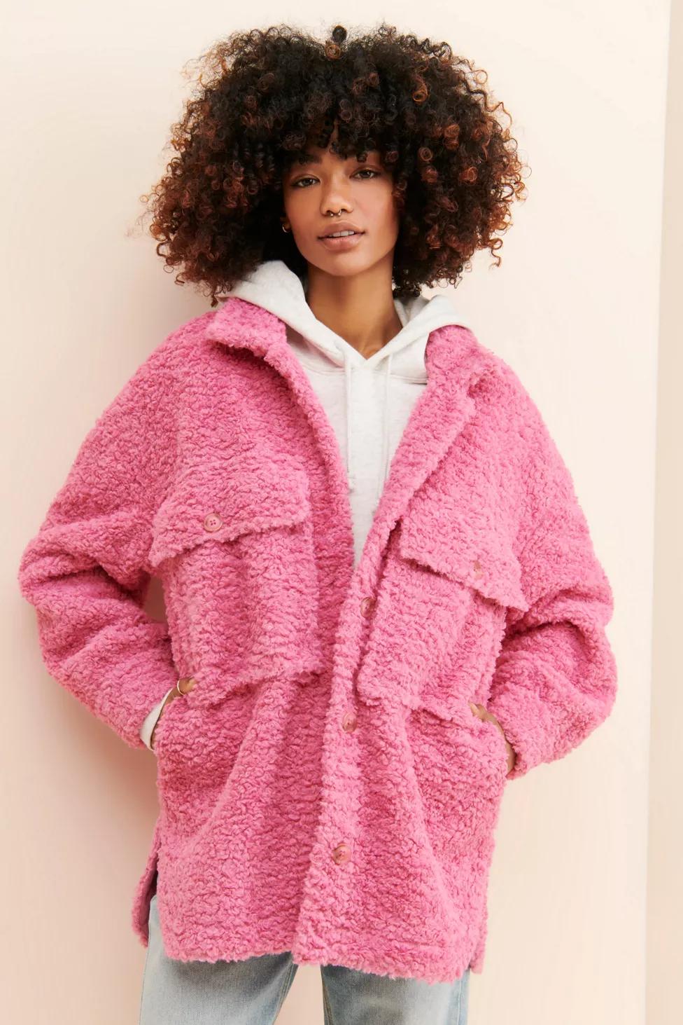 English Factory Oversized Fuzzy Shirt Jacket by ENGLISH FACTORY