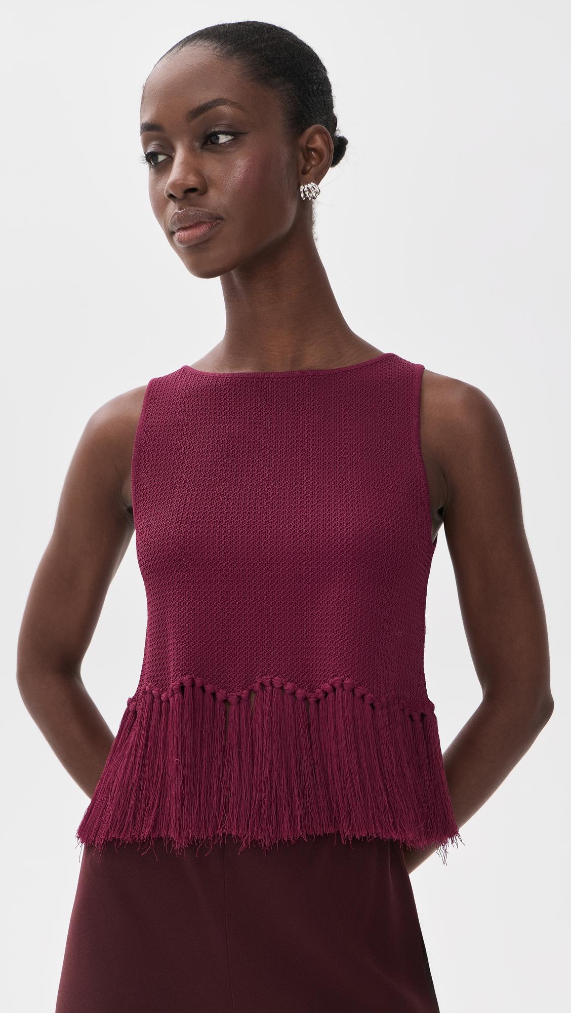 Fringe Detailed Sleeveless Knit Top by ENGLISH FACTORY