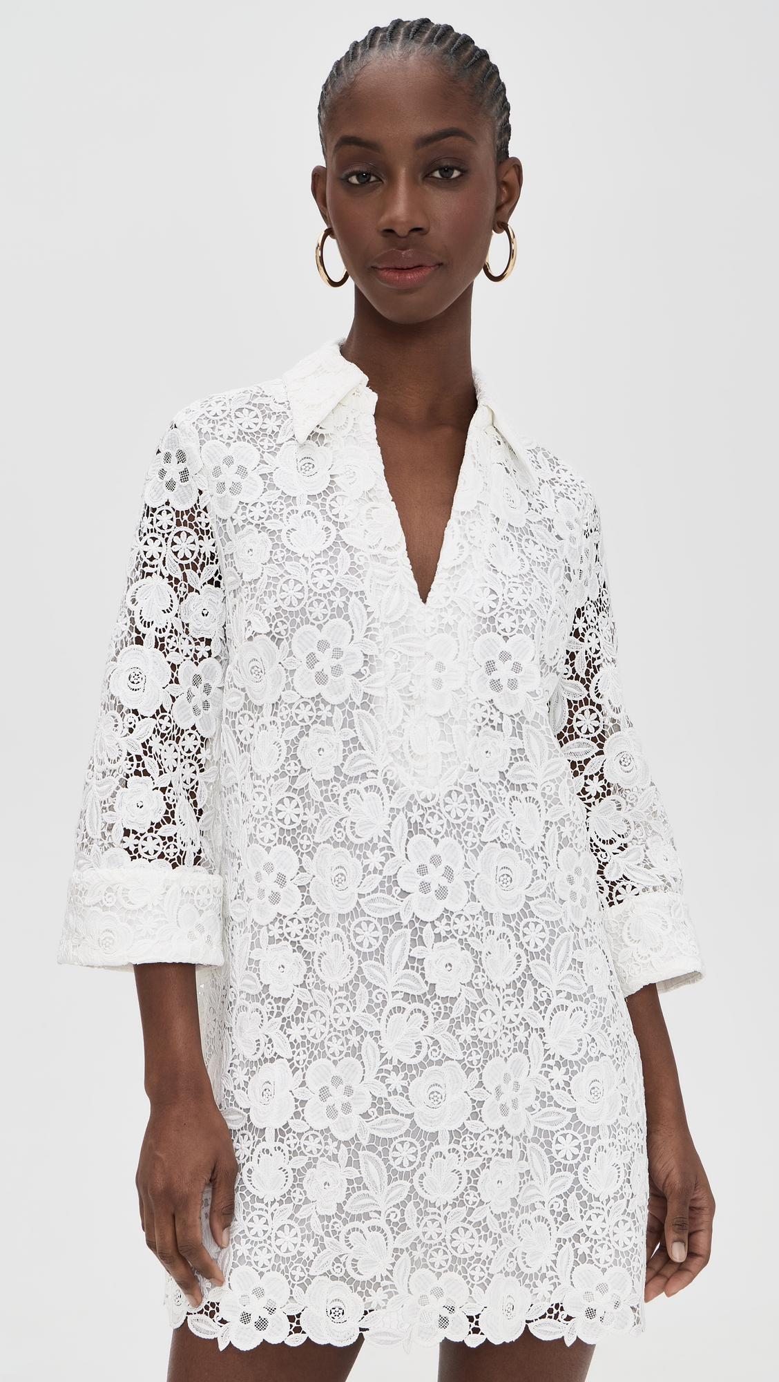 Guipure Lace Mini Dress by ENGLISH FACTORY