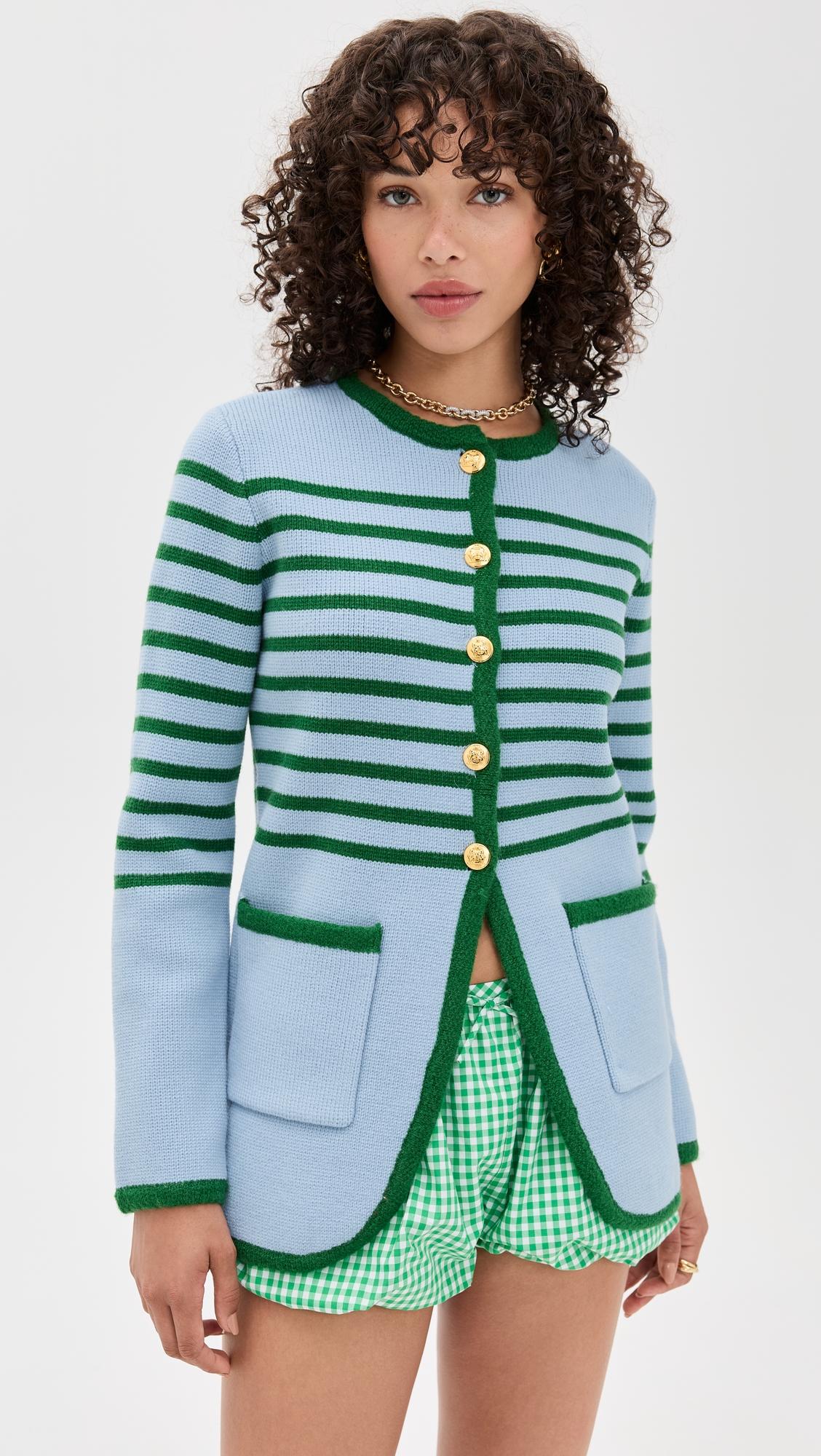 Knit Striped Sweater Cardigan by ENGLISH FACTORY