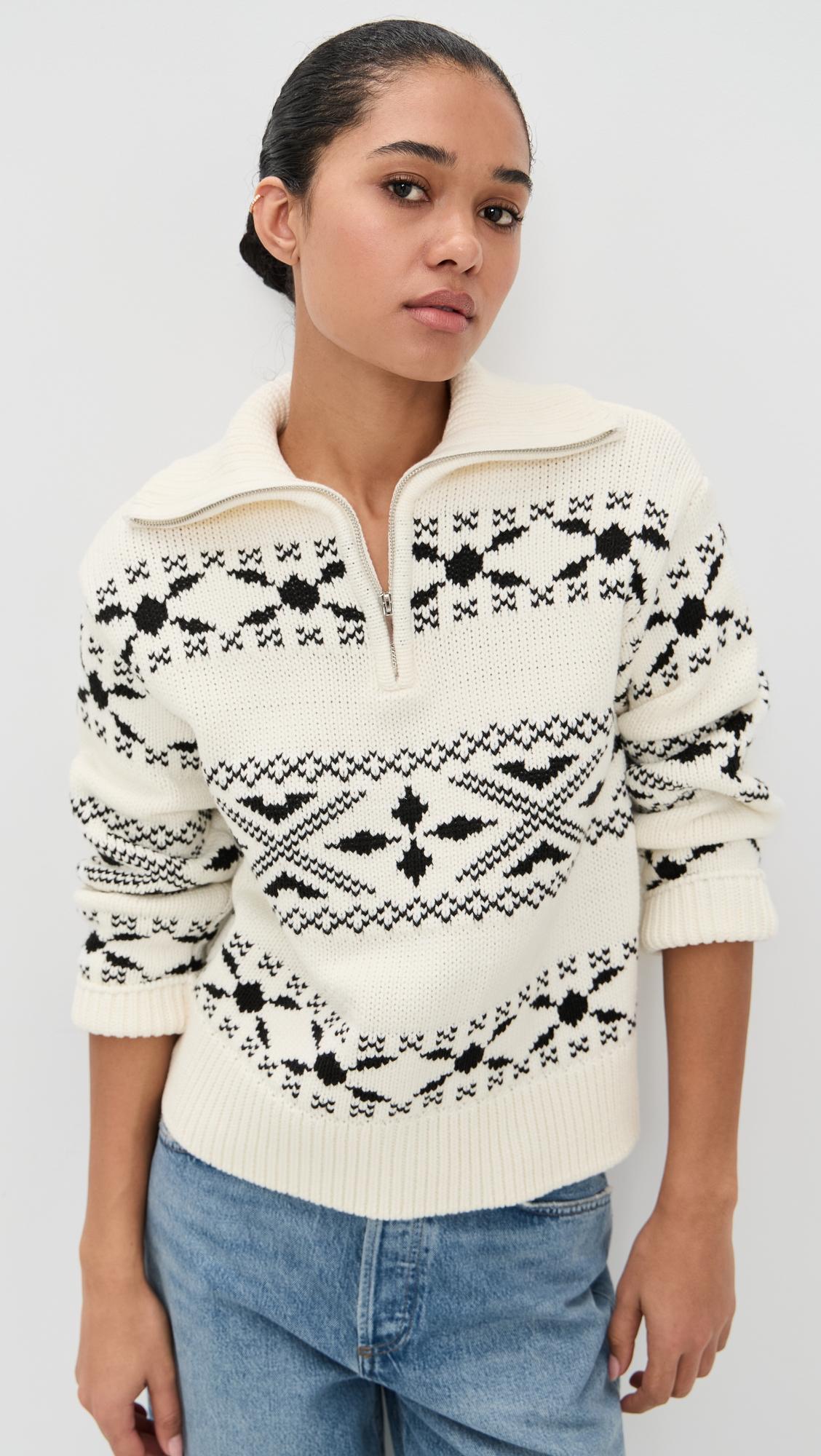 Motif Zip Up Sweater by ENGLISH FACTORY