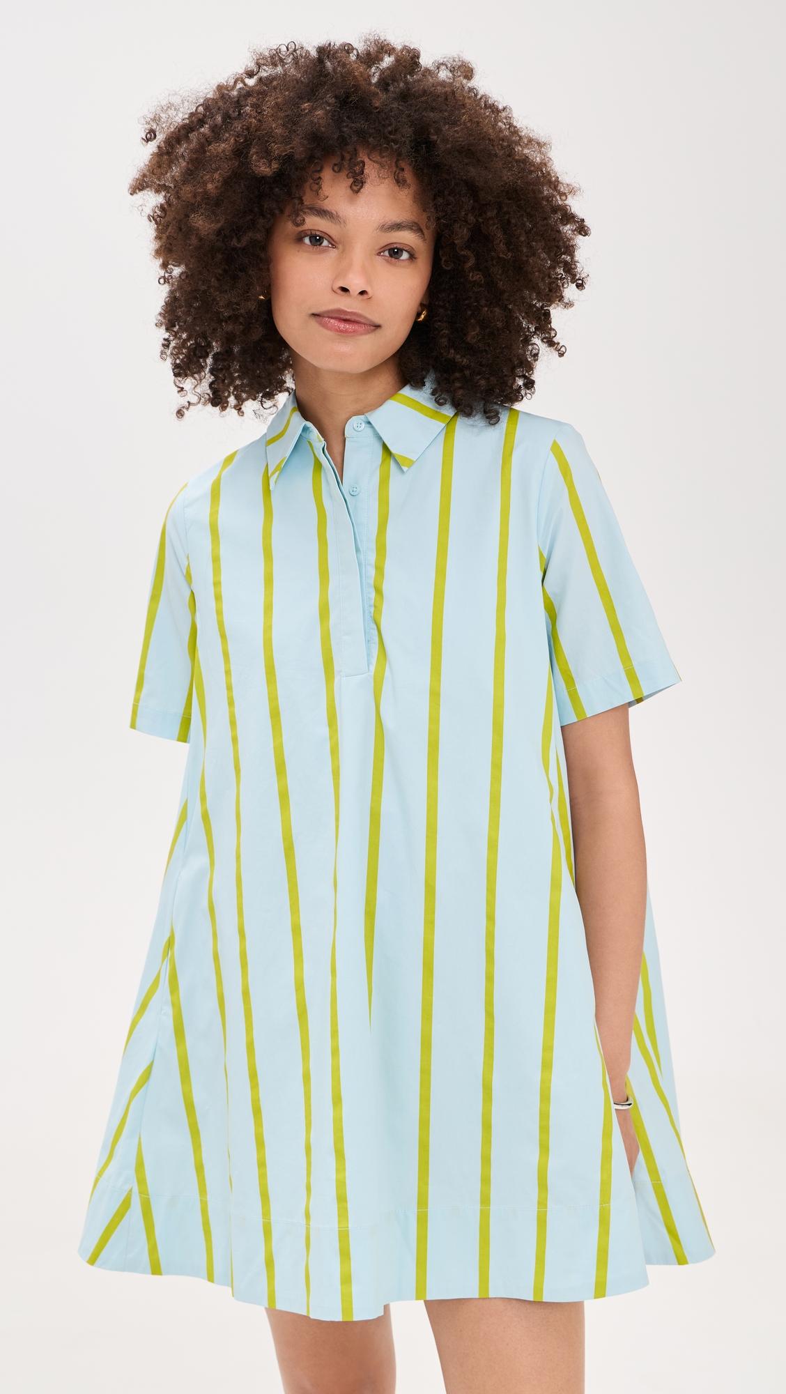 Striped Kaftan Mini Dress by ENGLISH FACTORY
