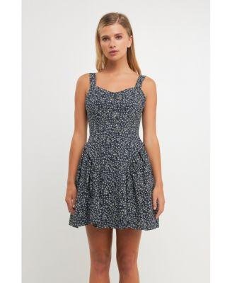 Women's Printed Linen Bustier Dress by ENGLISH FACTORY