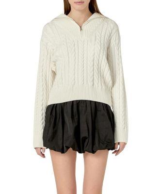 Women's Zip Up Knit Top Sweater by ENGLISH FACTORY