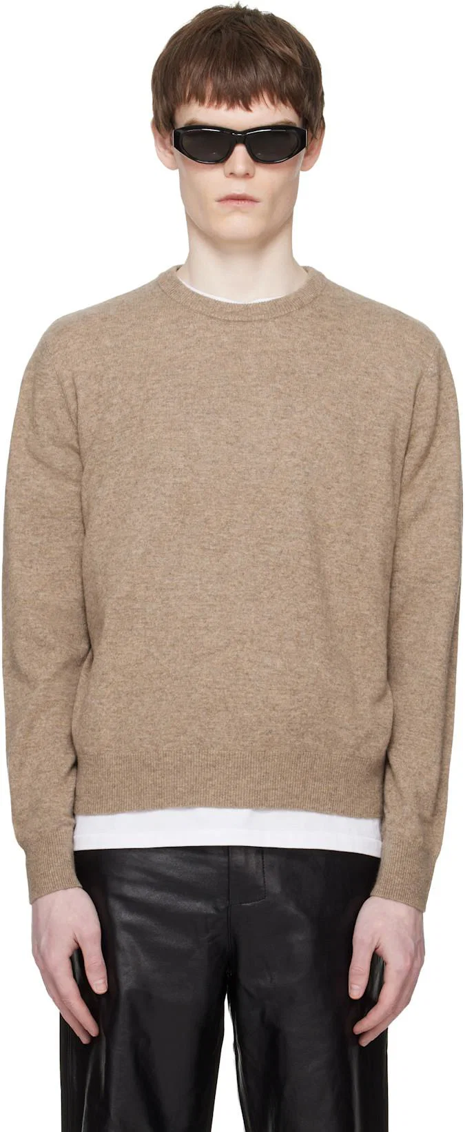 Beige Knit Crewneck Sweater by ENTIRE STUDIOS