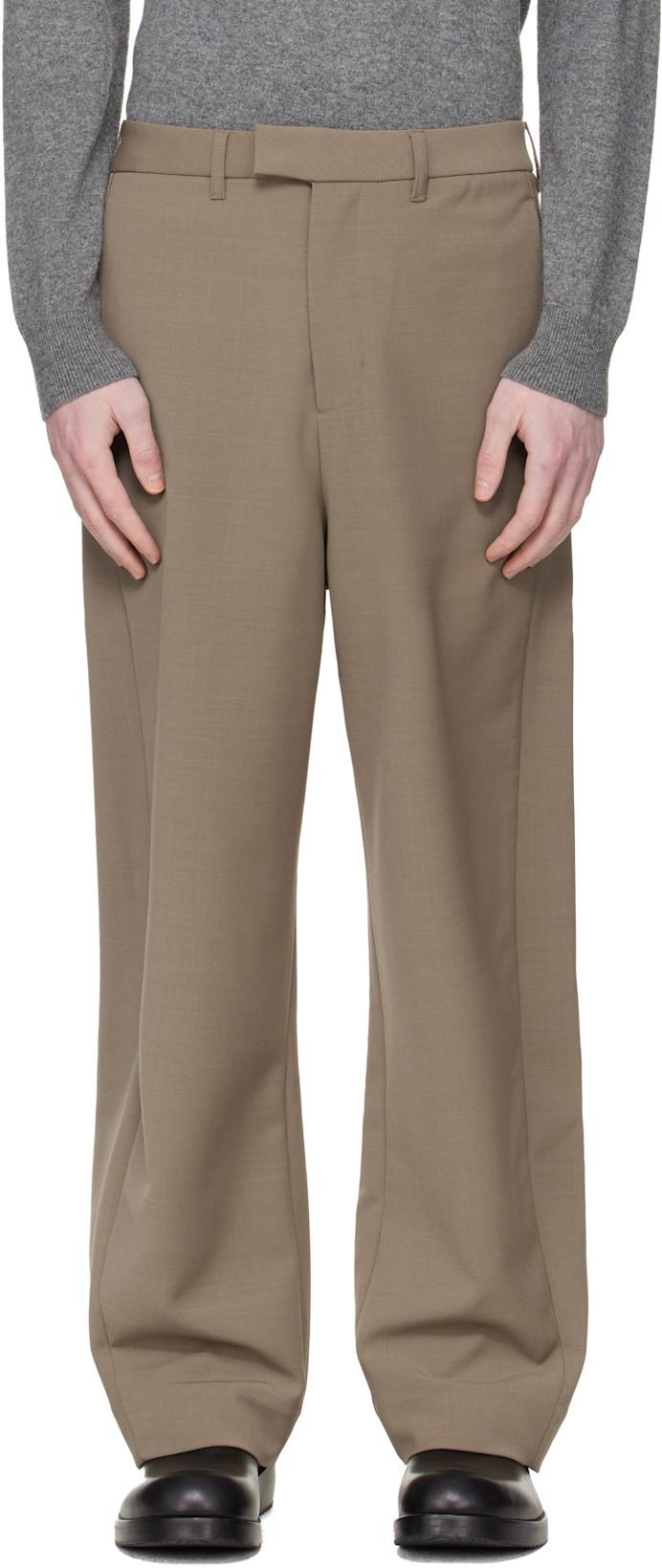 Beige Lounge Curve Trousers by ENTIRE STUDIOS