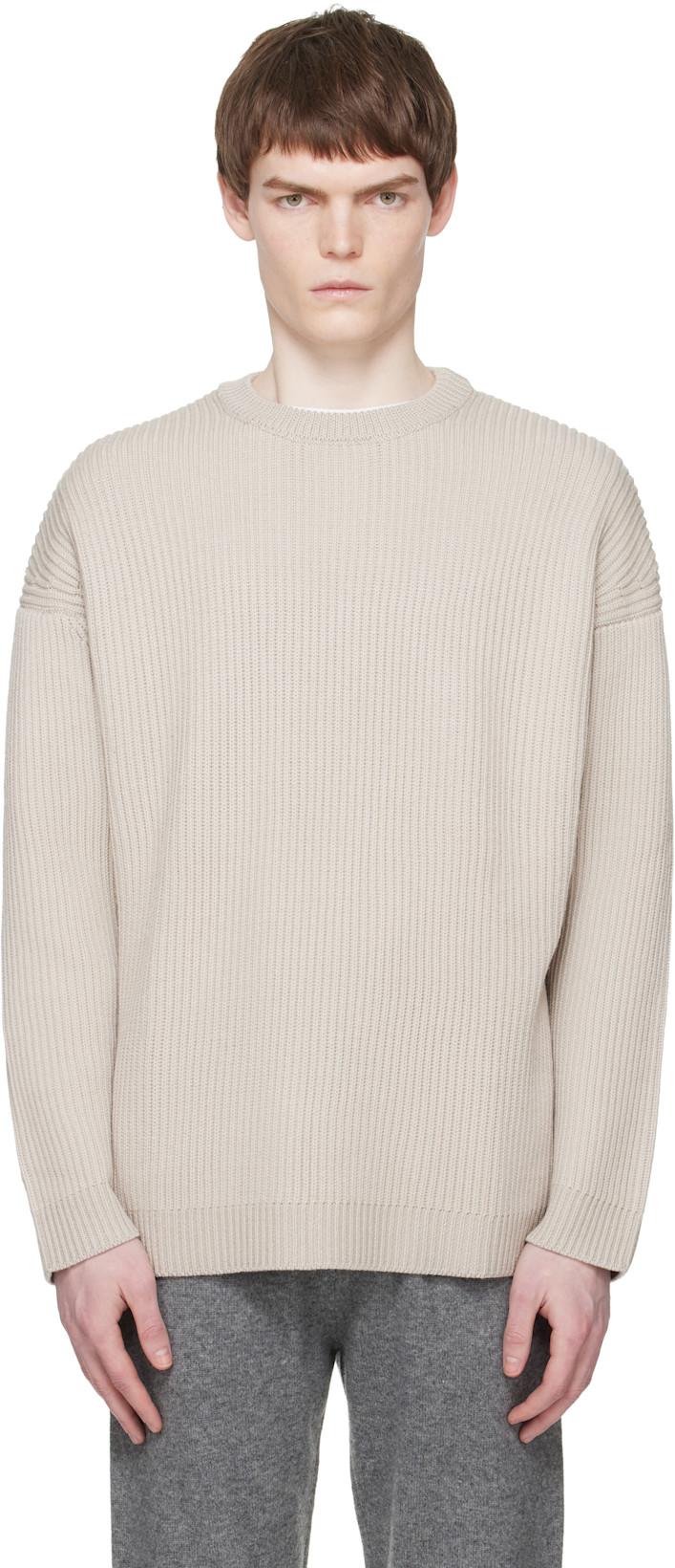 Beige Oversized Knit Crewneck Sweater by ENTIRE STUDIOS