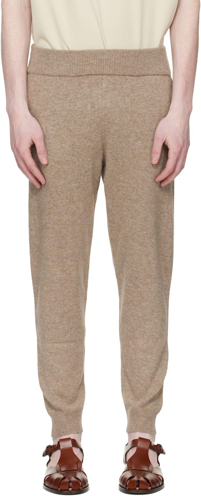 Beige Slim Knit Lounge Pants by ENTIRE STUDIOS