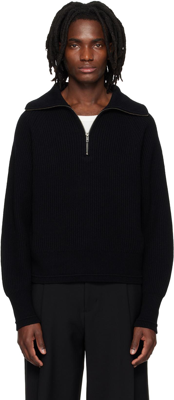 Black Blimp Quarter Zip Sweater by ENTIRE STUDIOS