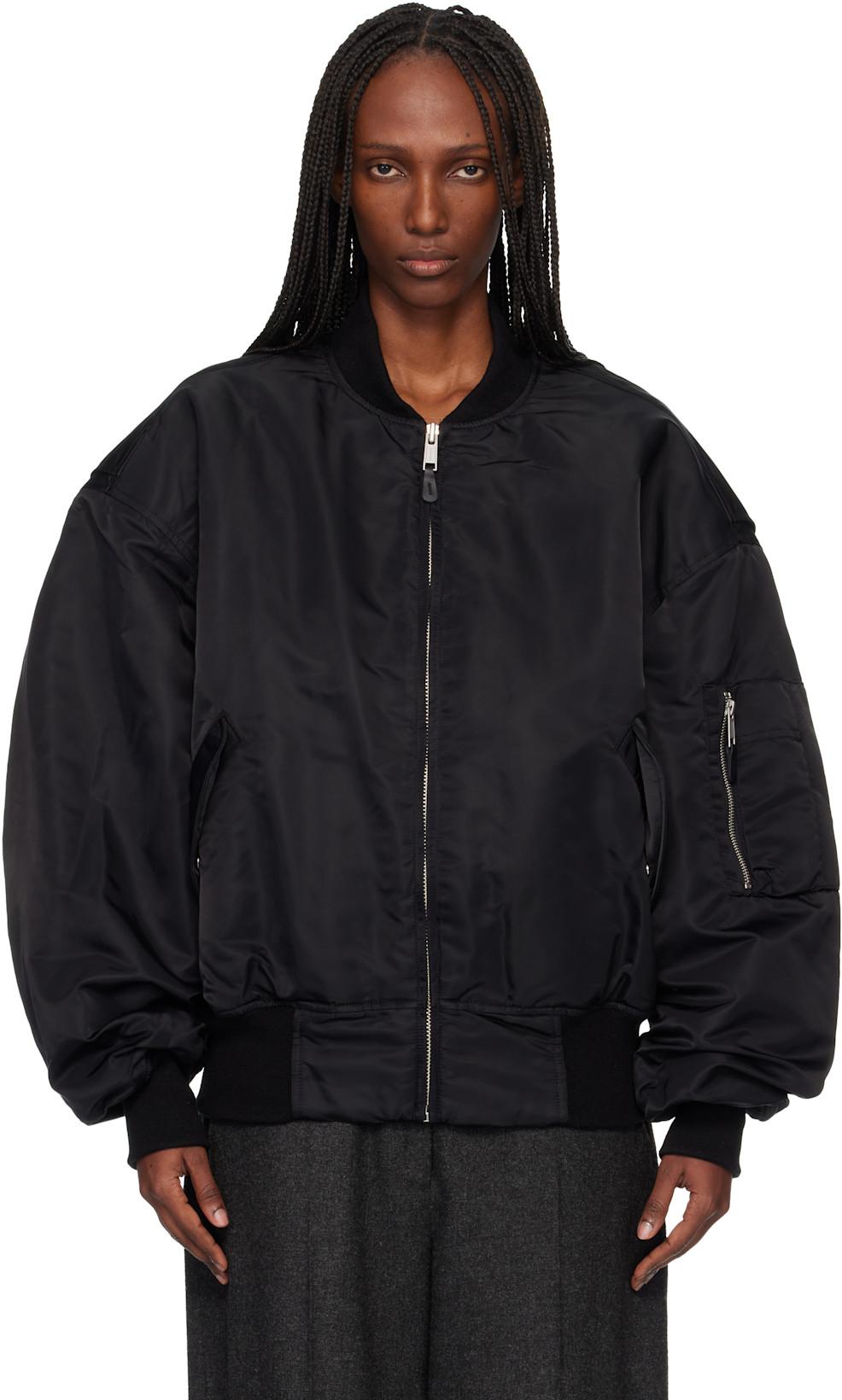 Black Broad Bomber Jacket by ENTIRE STUDIOS