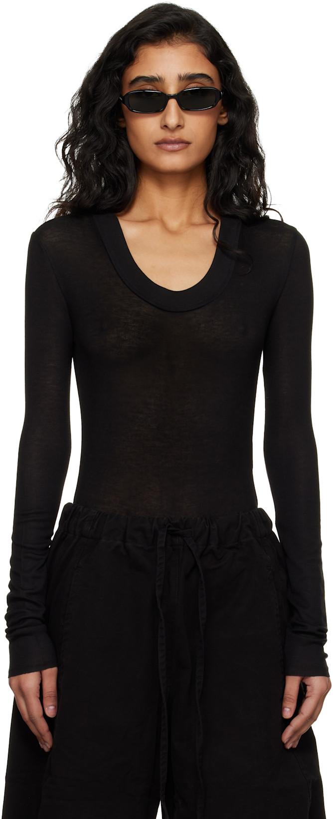 Black Circle Neck Bodysuit by ENTIRE STUDIOS