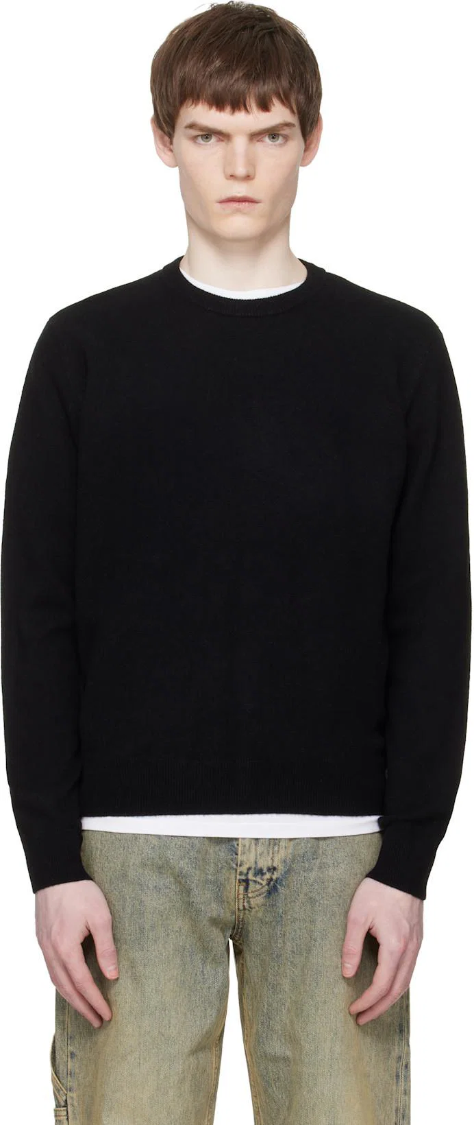 Black Knit Crewneck Sweater by ENTIRE STUDIOS