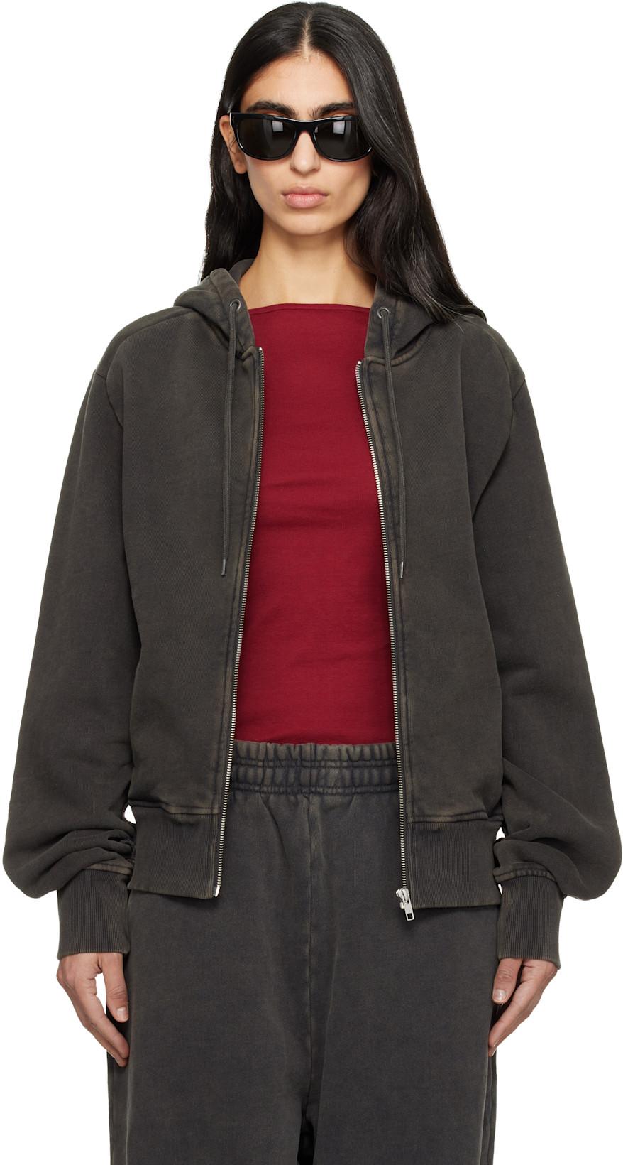 Black Slim Zip Up Hoodie by ENTIRE STUDIOS