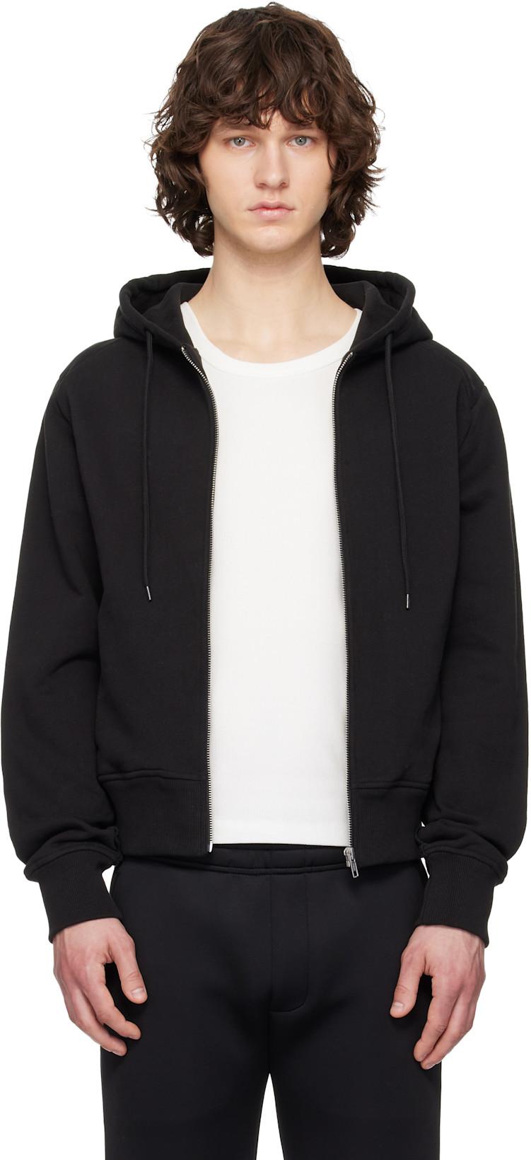 Black Slim Zip Up Hoodie by ENTIRE STUDIOS