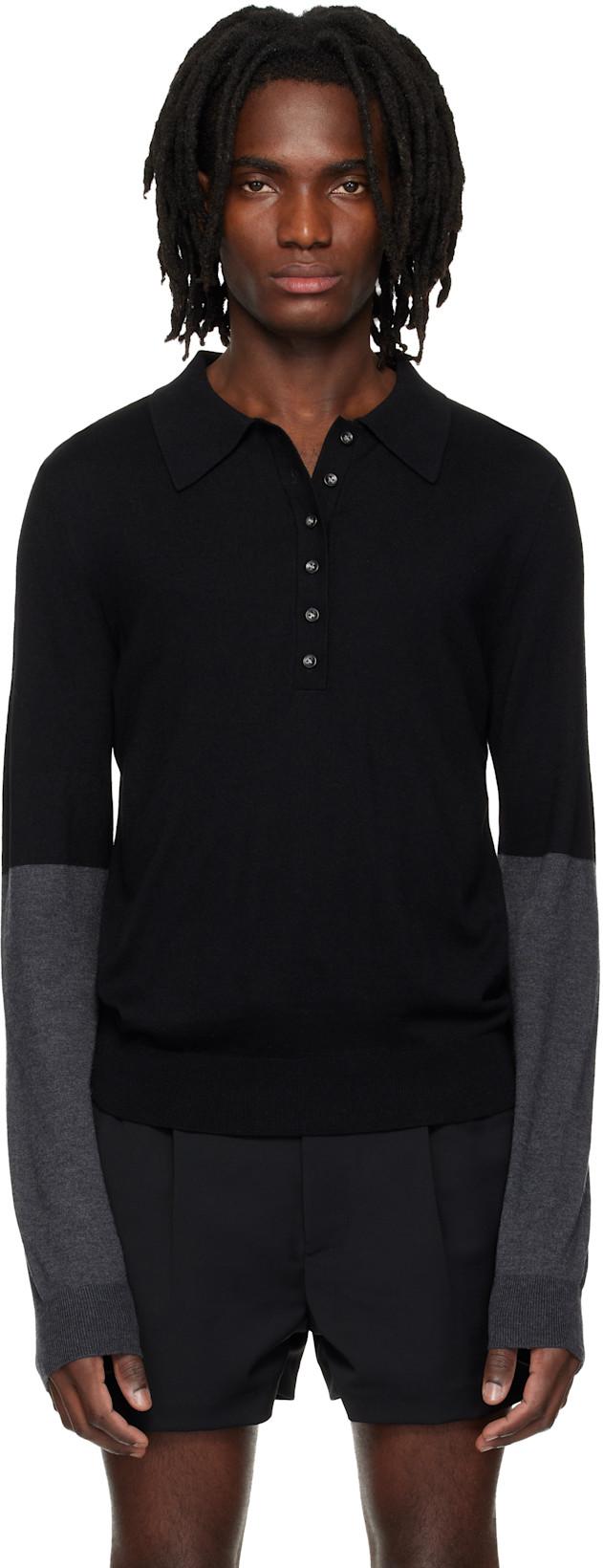 Black Split Sleeve Polo by ENTIRE STUDIOS