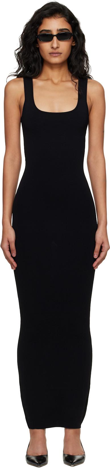 Black Square Neck Midi Dress by ENTIRE STUDIOS