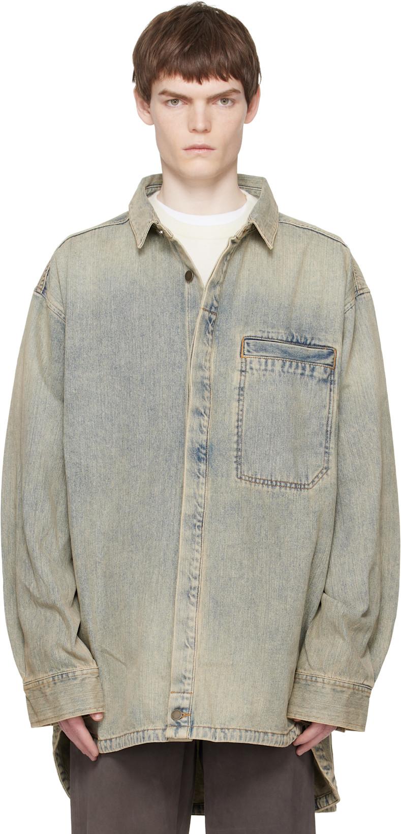 Blue Herculean Denim Shirt by ENTIRE STUDIOS