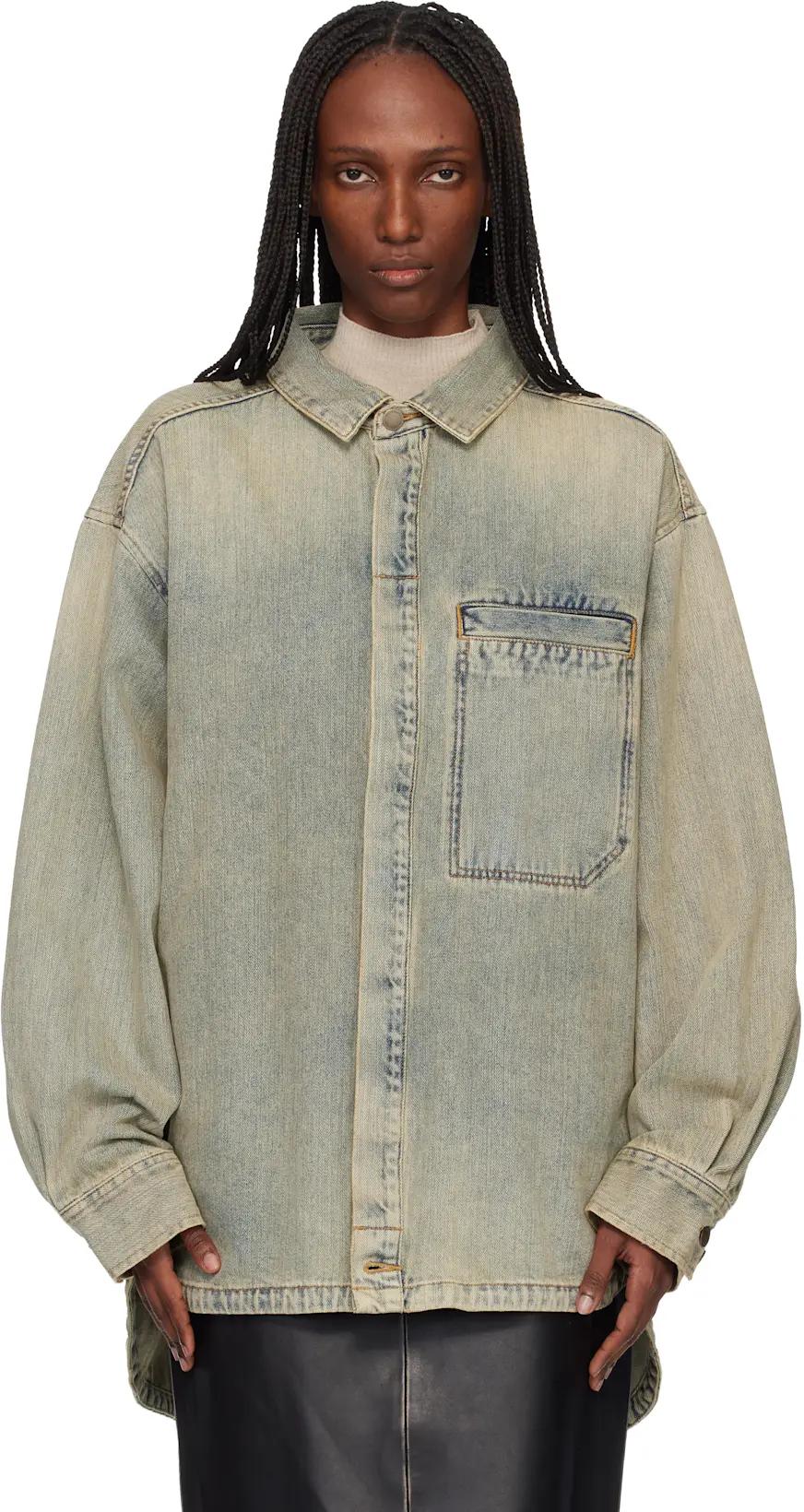 Blue Herculean Denim Shirt by ENTIRE STUDIOS