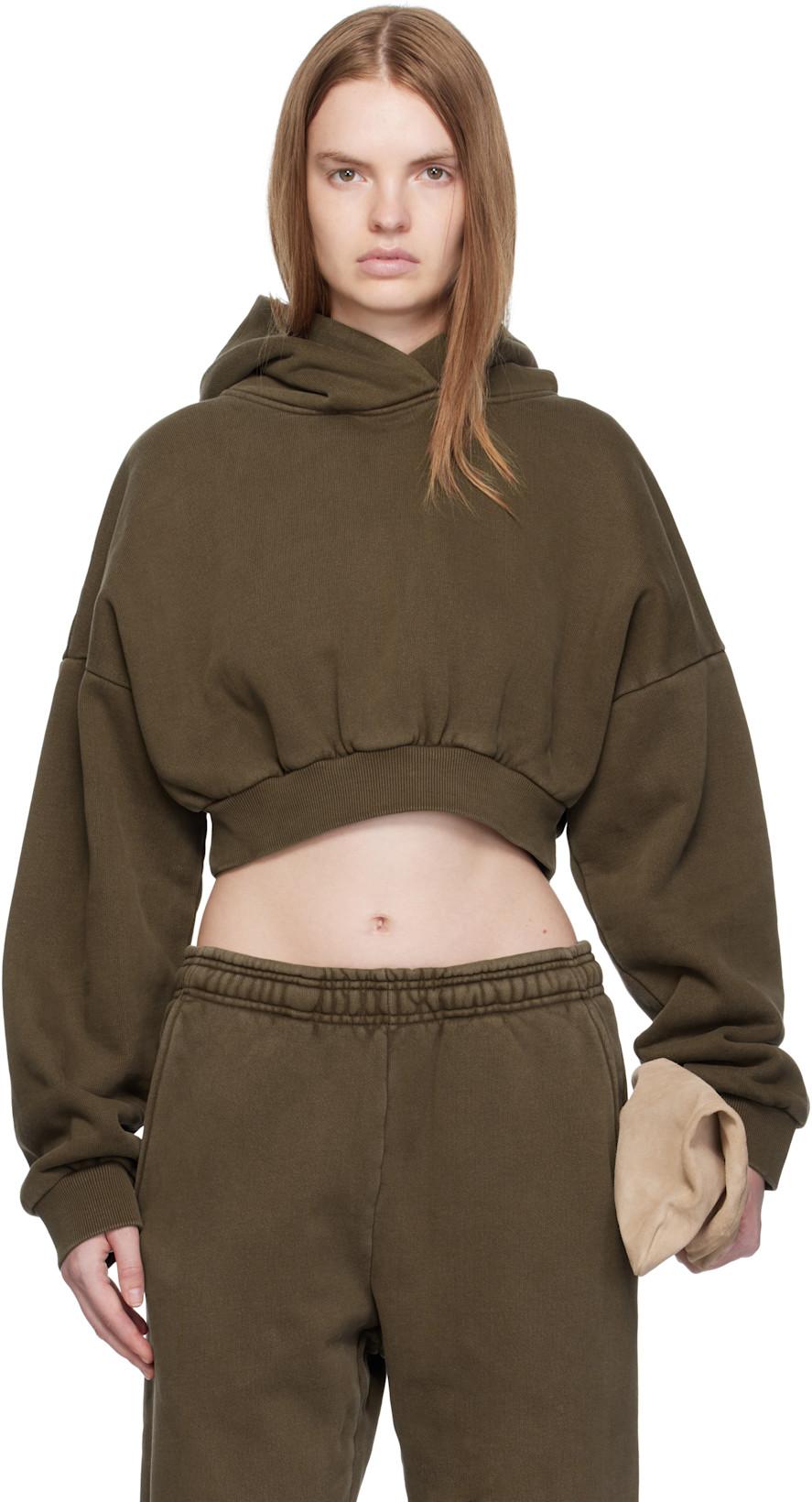 Brown Cropped Heavy Hoodie by ENTIRE STUDIOS