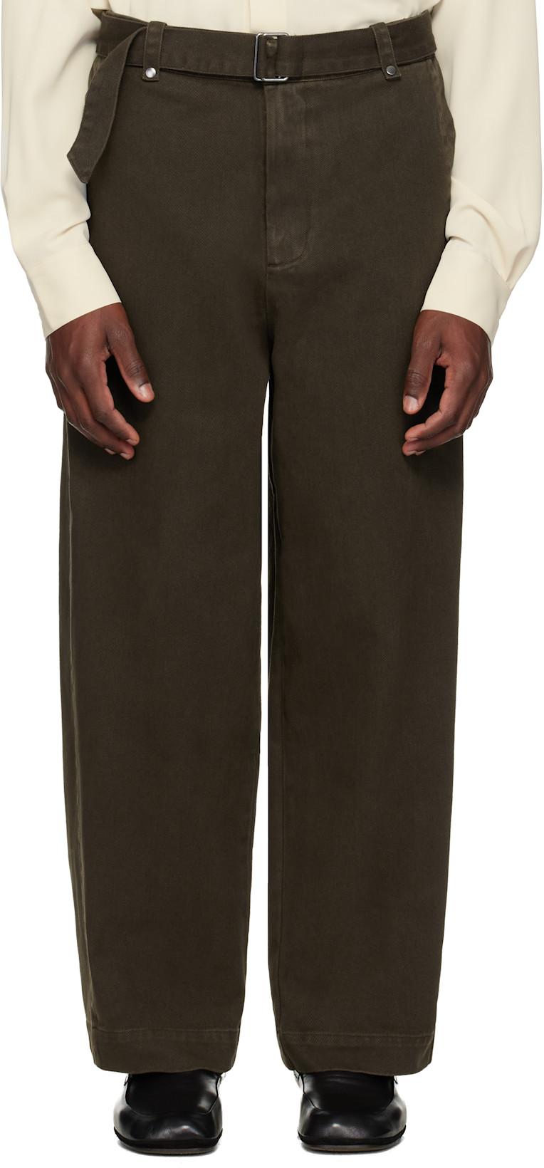 Brown Gully Trousers by ENTIRE STUDIOS