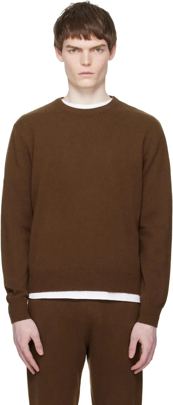 Brown Knit Crewneck Sweater by ENTIRE STUDIOS