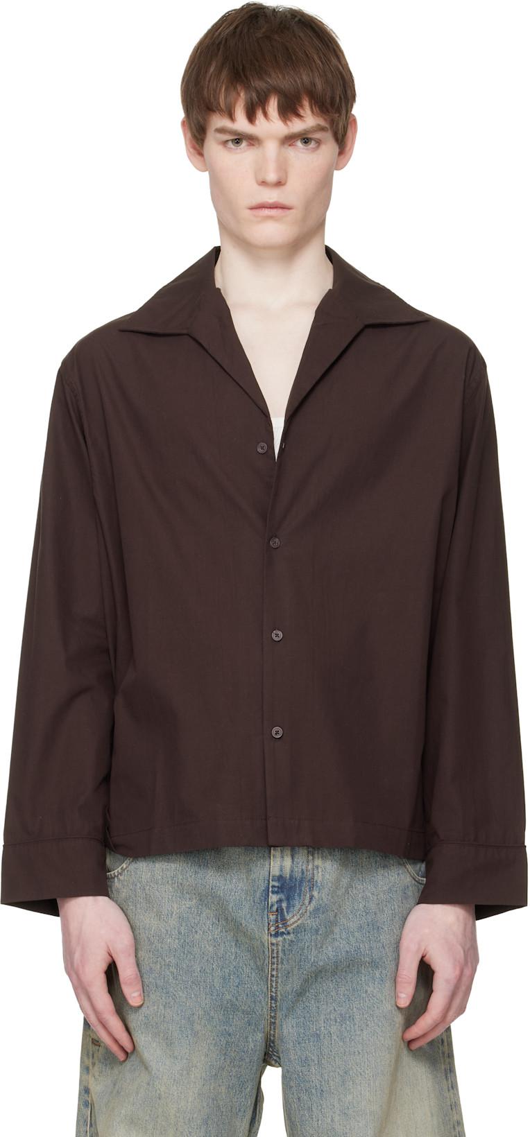 Brown LS Pajama Shirt by ENTIRE STUDIOS