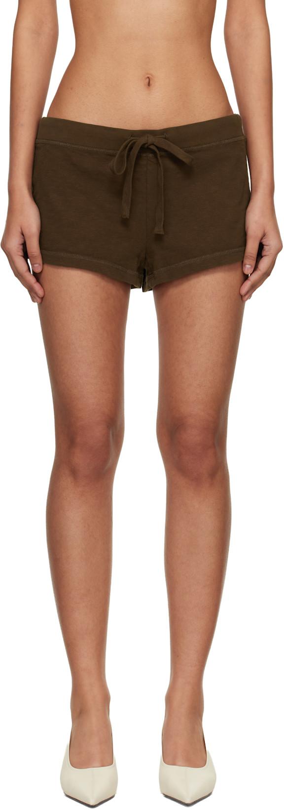 Brown Lightweight Micro Shorts by ENTIRE STUDIOS