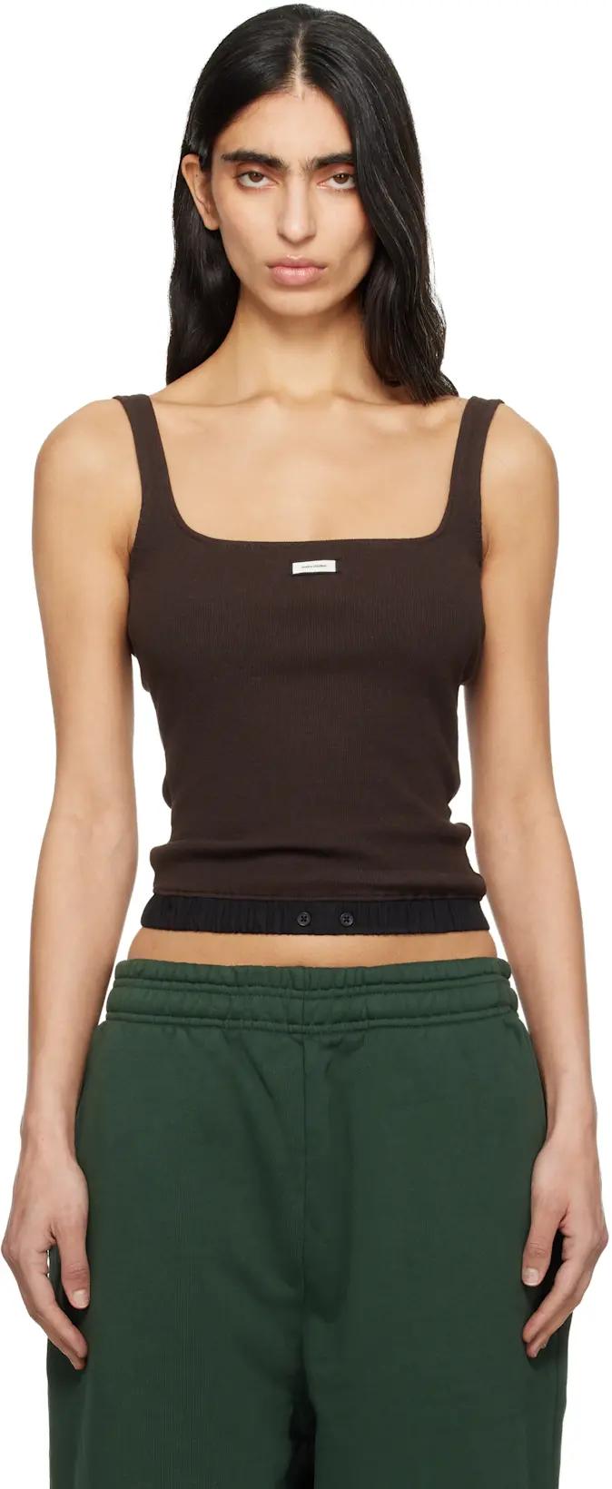 Brown Lounge Tank Top by ENTIRE STUDIOS