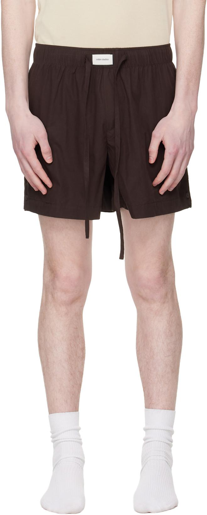 Brown Pajama Shorts by ENTIRE STUDIOS
