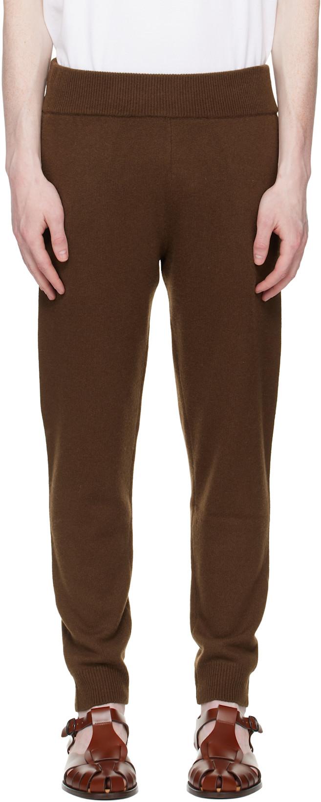 Brown Slim Knit Lounge Pants by ENTIRE STUDIOS